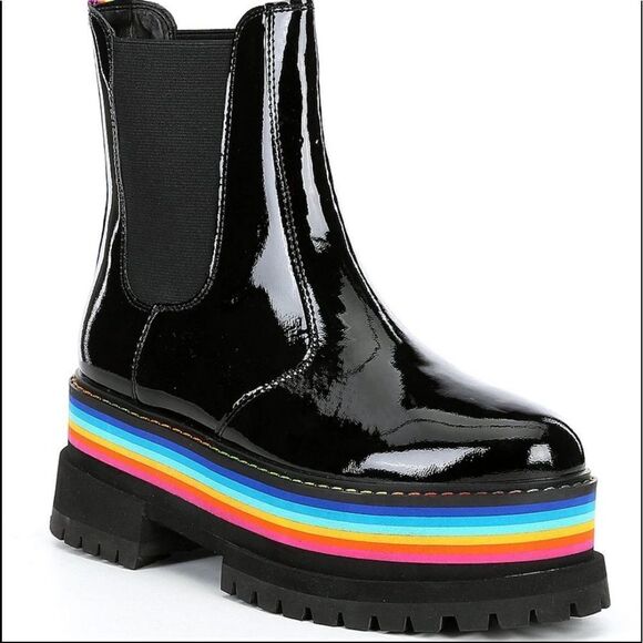 Kurt Geiger London, Lug Sole Rainbow Platform Combat Boots - Picture 2 of 9